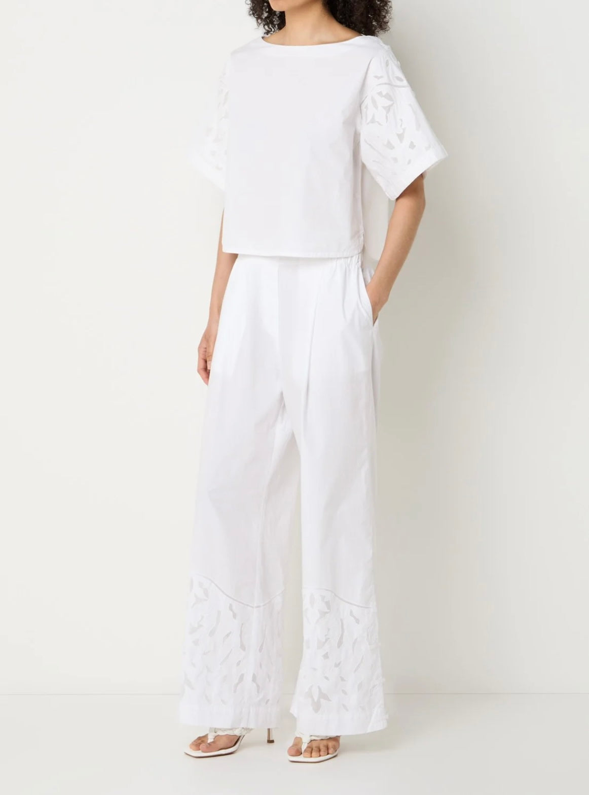 Pants Moonflower embr | Very white