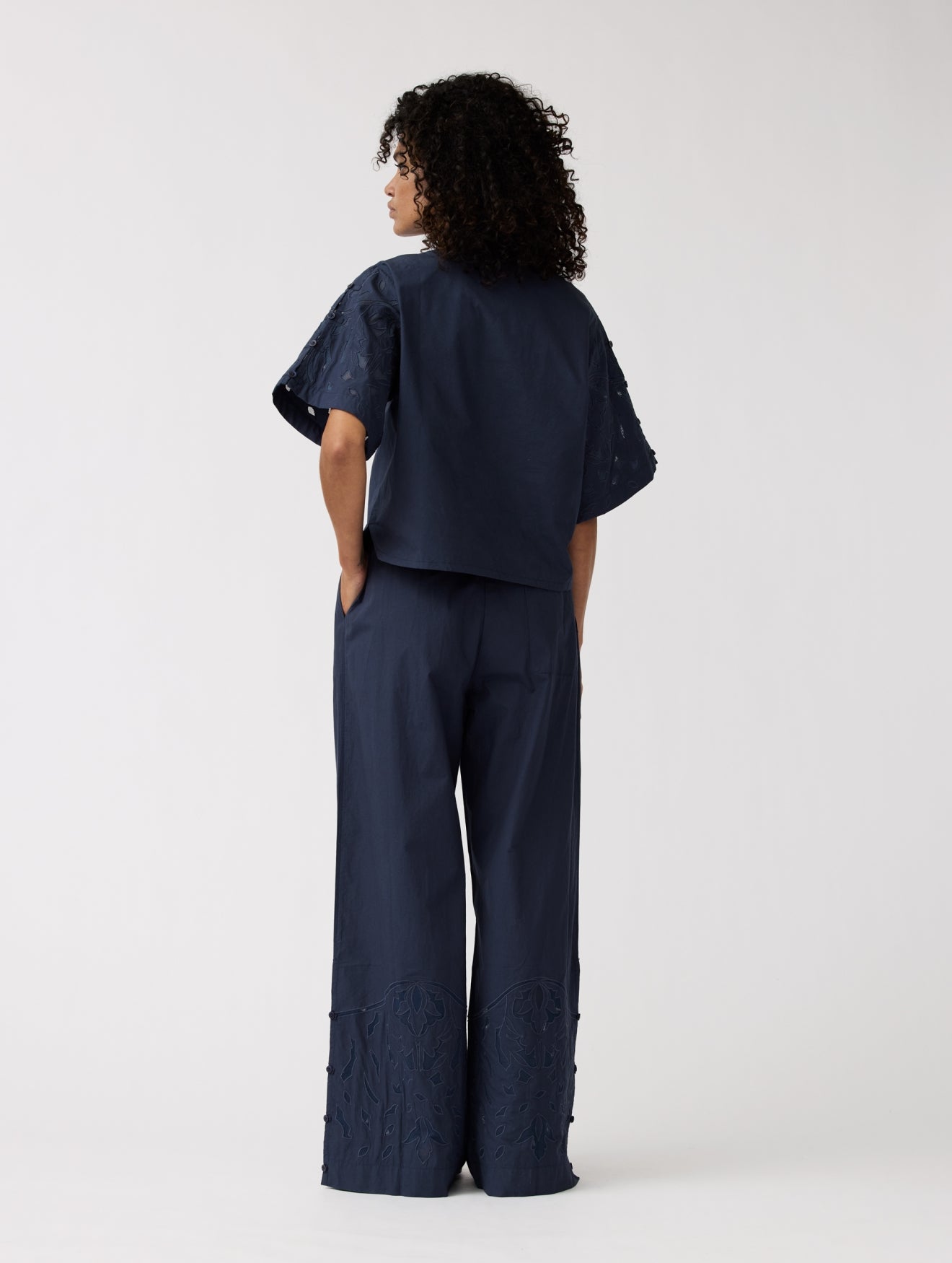 Pants Moonflower embr | Navy